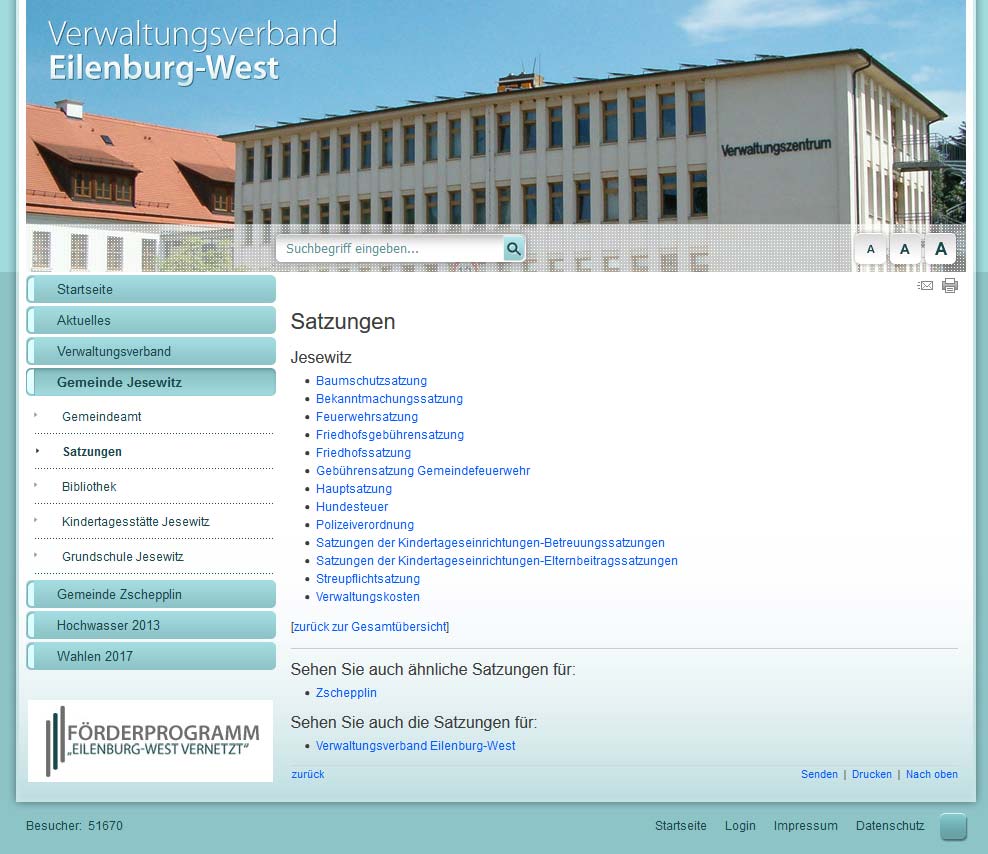 Homepage des Verwaltungsverbandes