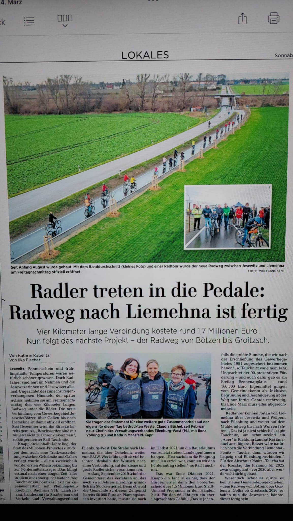 Zeitungsartikel Radwegeröffnung 2